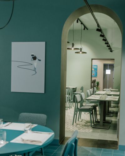 Spazio interno del ristorante in Piazza Puccini a Lucca, Miglio50.